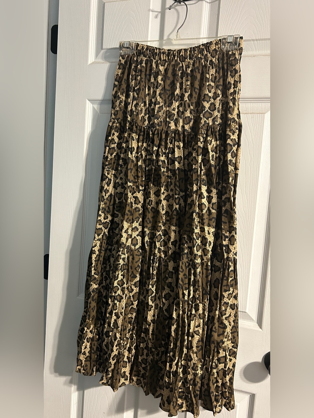 Tiered Animal-Print Maxi Skirt - Black & Tan